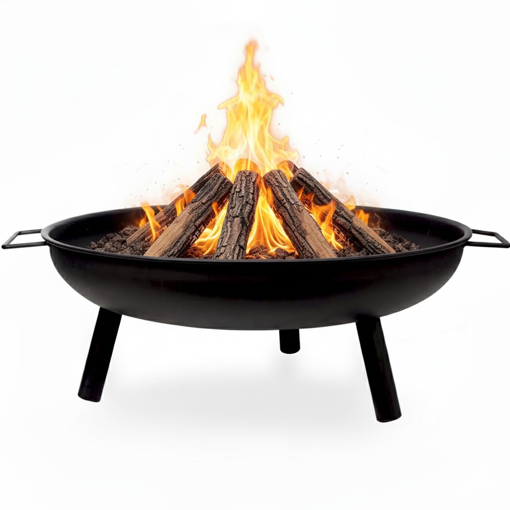 Crystals 23" Large Round Steel Fire Pit Garden Patio Camping Heater Burner Bowl 