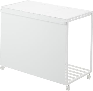 Yamazaki 1822 Dust Wagon with Lid, Blind Sorting, 11.7 gal (45 L), 3 Compartments, White, W 29.9 x D 17.3 x H 23.6 inches (76 x 44 x 60 cm) (including casters), Tower with handle and casters