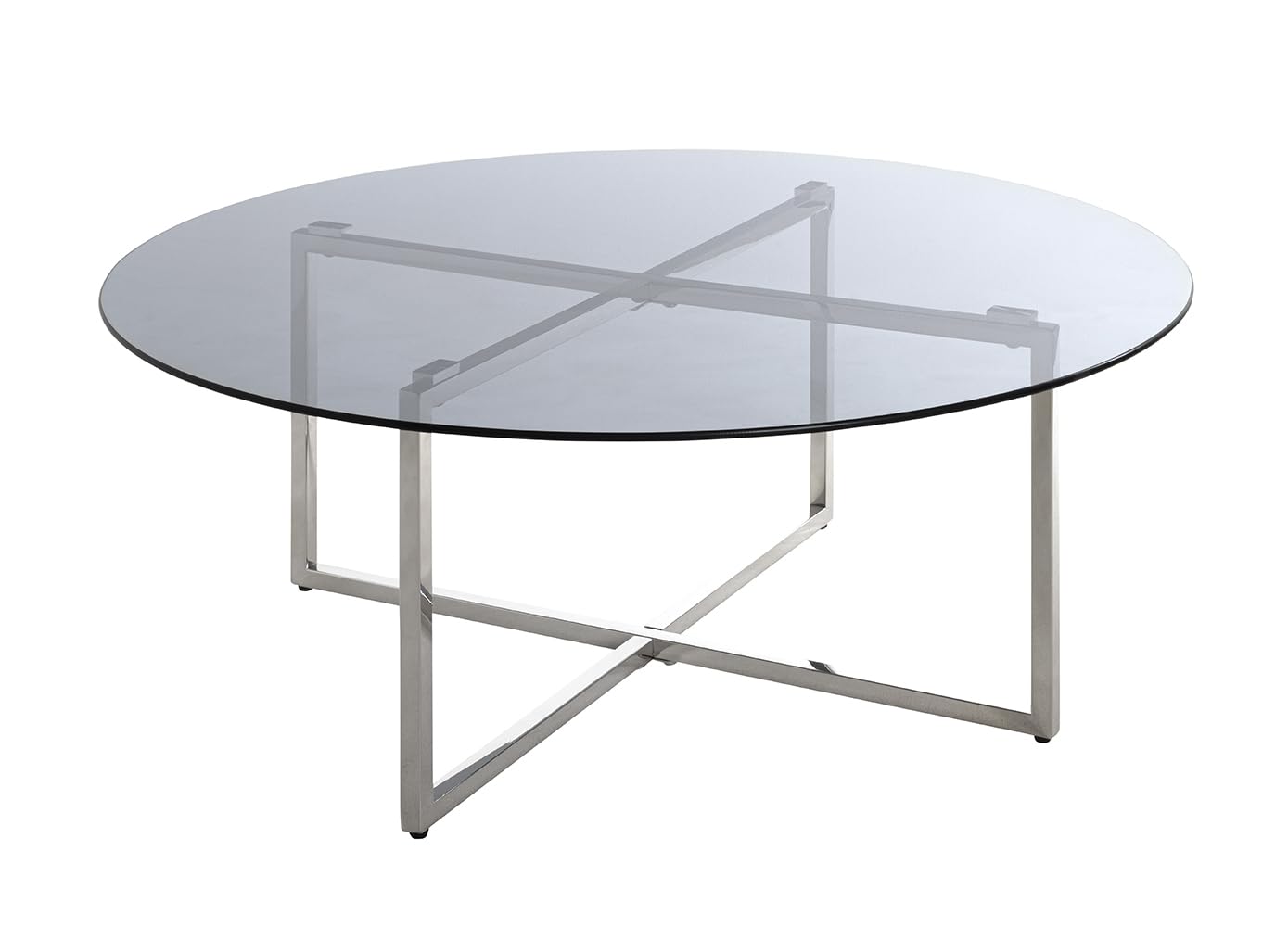 HAKU Coffee Table Stainless Steel, Grey, Stainless Steel, Safety Glass 8 mm – Di
