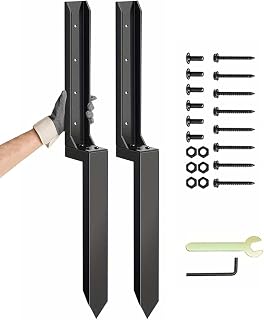 2 Pack Fence Post Repair Kit, Heavy Duty Metal Fence Repair Spike | Metal Fence Post Nails for Tilted Broken Wooden Posts, H-Shaped Anchor Support for Garden Fence Reinforcement