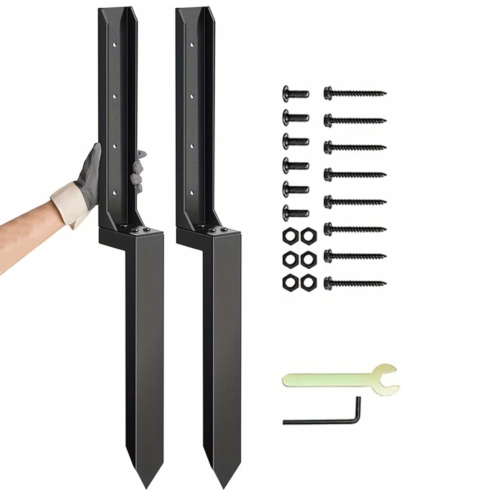 2 Pack Fence Post Repair Kit, Heavy Duty Metal Fence Repair Spike | Metal Fence 