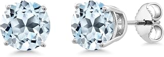 Gem Stone King 2-4 Cttw Round Gemstone Birthstone Stud Earrings For Women Men | 925 Sterling Silver | Round 7MM | Fine Jewelry Gifts for Women Her Mom Wife Men