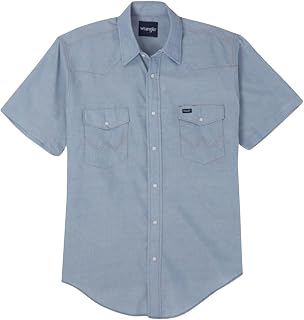 Wrangler Men's Cowboy Cut Western Two Pocket Short Sleeve Snap Work Shirt