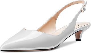 CASTAMERE Women's Low Kitten Heel Pointed Toe Slingback Pumps Cute Dress Office Sandals Sexy 3.5 CM Heels