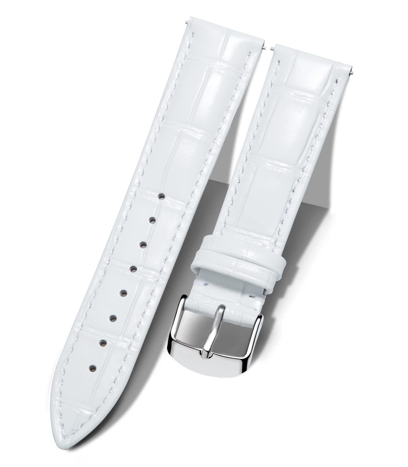 BINLUN Leather Watch Strap 10mm-24mm Crocodile Design Alligator Quick Release Re