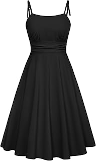 Belle Poque Women's Spaghetti Strap Midi Vintage Tea Party Dress