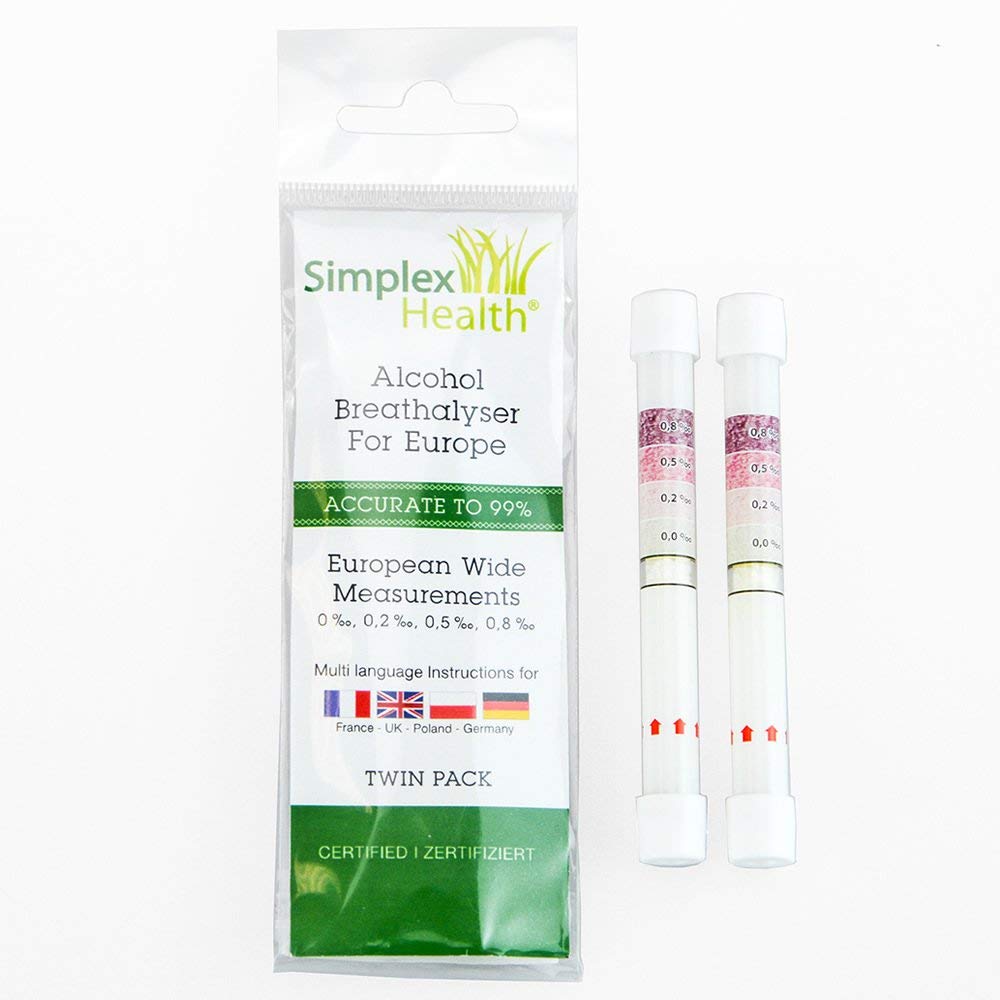 Twin Pack of Breathalyzer Test Kits for UK & EU Certified Test Kits - readouts f