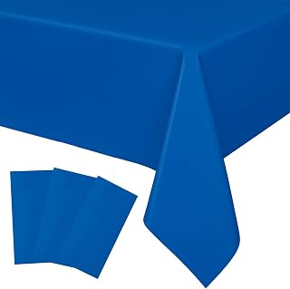 3 Pack Blue Plastic Tablecloths 54x108 inch Disposable Rectangle Table Cloth Waterproof Table Cover for Events Parties Wedding Outdoor Picnic
