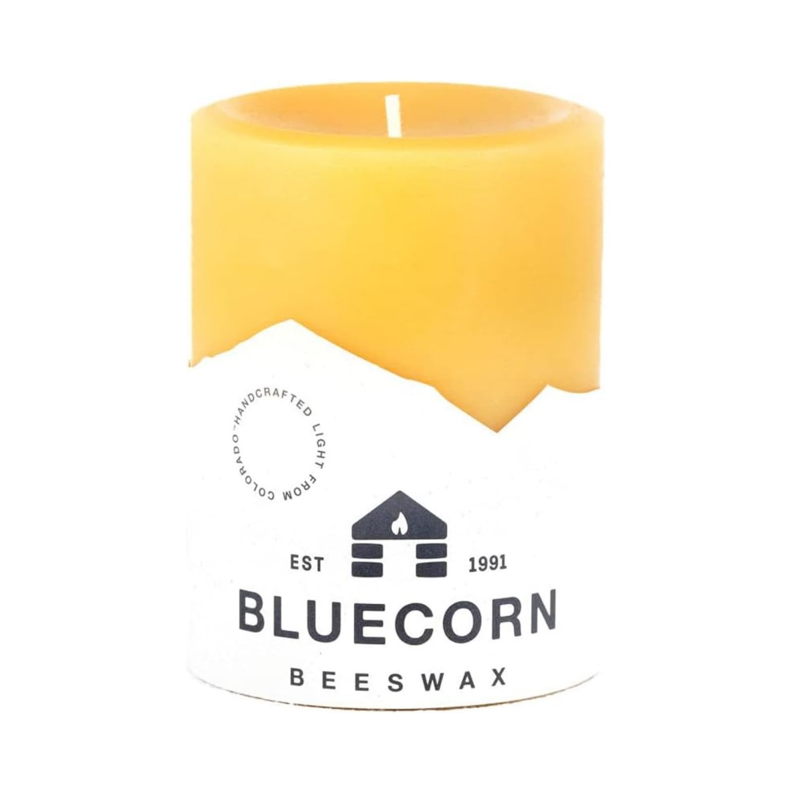 Bluecorn Beeswax Pillar Candle 3x4, 1 Count | 100% Pure Beeswax Candle, Hand-Pou