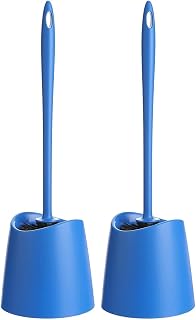 TATAY Toilet Brush | Robust Material | Modern Design | Firm and Durable Brush Head for Hygiene | Coloured Toilet Brushes for Any Bathroom | 12 x 12 x 38 cm - Blue (Pack of 2)