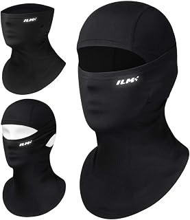 ILM Adult Motorcycle Balaclava Face Mask for Ski FM01A Men Women Black | Earbud/Braid Channels, Windproof, Stretch, Helmet-Compatible, Motorbike/Snowboard/Cycling