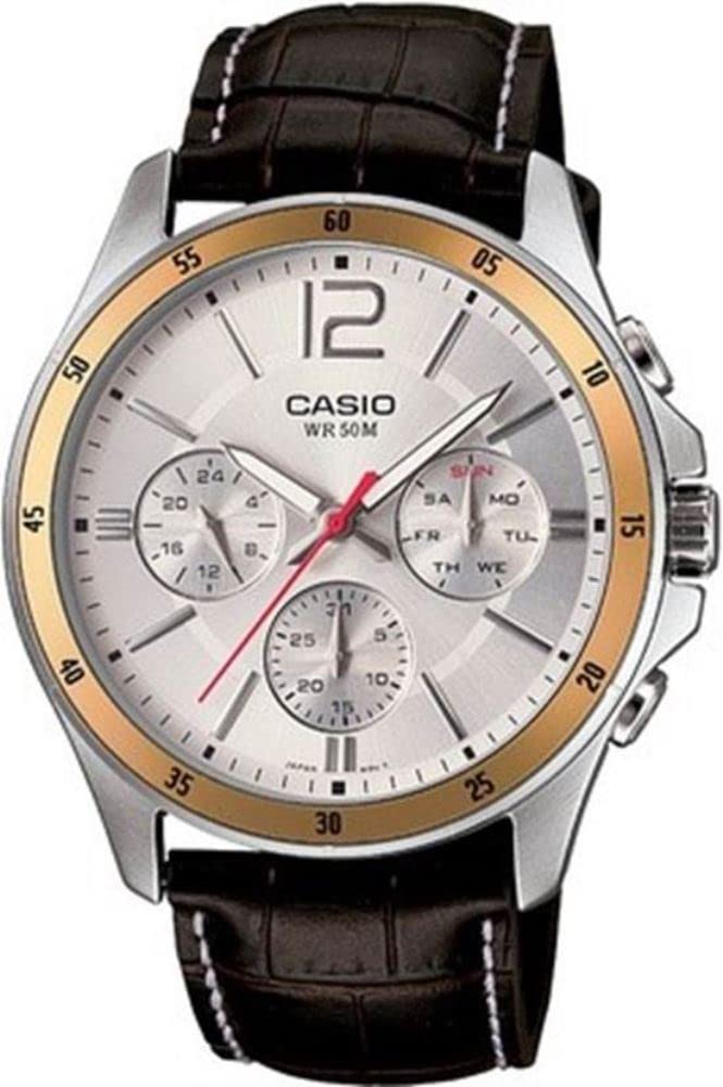 Casio Men's Quartz Analogue Watch with Leather Strap MTP-1374L-7