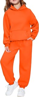 Hoodie Sweatsuit Set for Boys Girls 2 Piece Hooded Sweatshirt Jogger Sweatpants Tracksuit Kids Athletic Solid Outfits