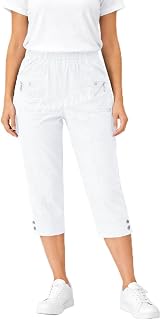 femiss Women's 3/4 Length Capri Pants with Elastic Summer Soft Short Pants Plus Size