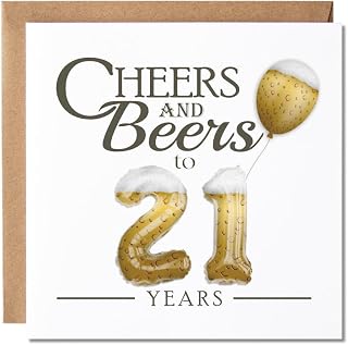 Maise & Rose 21st Birthday Card For Men Cheers & Beers To 21 Years P192 | Funny Beer Themed Card, Him, Son, Brother, Grandson, Nephew, Friend, Premium 300gsm Card, Fully Recyclable, Made In The Uk