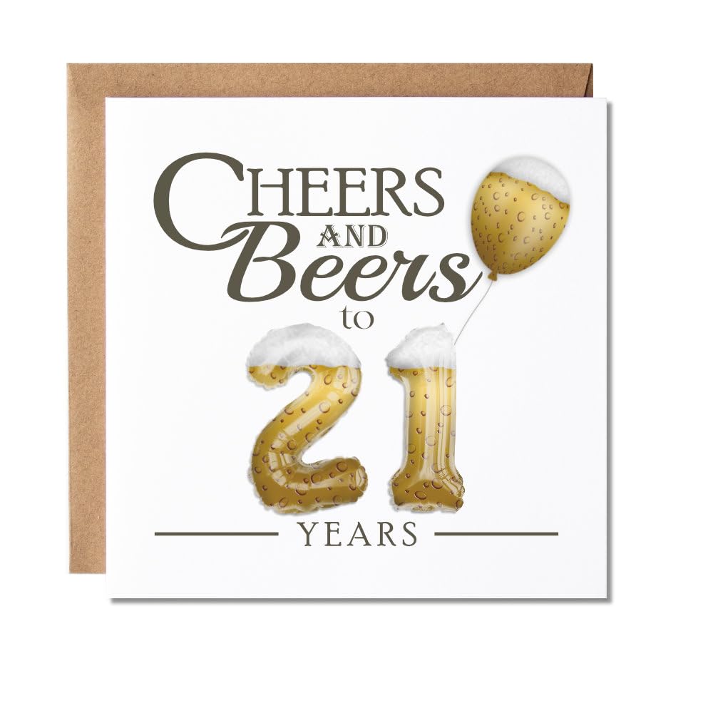 Maise & Rose 21st Birthday Card For Men Cheers & Beers To 21 Years P192 | Funny 