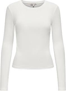 ONLY Women's Onlriley O-Neck L/S Top JRS Noos Basic Top with O-Neck and Long Sleeves for Young Women (Pack of 1)