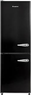 Retro fridge Vintage refrigerator with freezer | Frost free | 11 Cubic feet | 74 Inch tall | Multiflow Cooling | Black Refrigerador classic old Nevera full size | For Porch,Patio,House,Kitchen