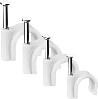 Abnii Cable Clips, 400 Pcs, 4mm 6mm 8mm 10mm Nail Clip, White | Strong Durable Round Wire Clips, Cable Holder Management Tidy Clips