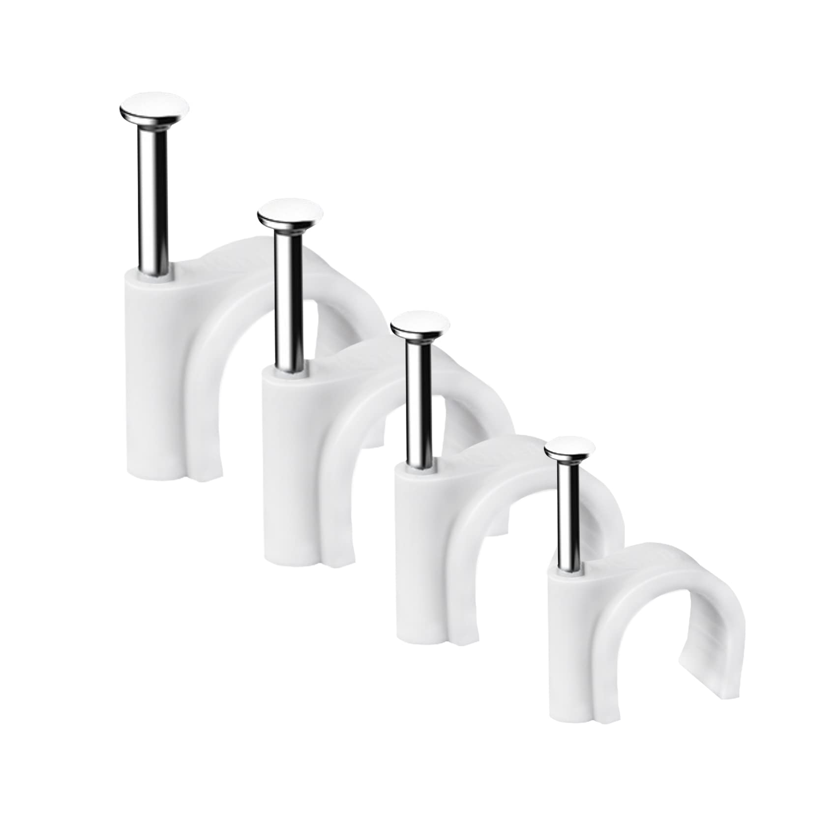 Abnii Cable Clips, 400 Pcs, 4mm 6mm 8mm 10mm Nail Clip, White | Strong Durable R