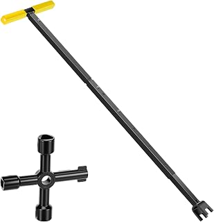 JETHMA 16.9-37.2 Inch Adjustable Household Carbon Steel Stopcock Key, Extendable Water Meter Key & 4-Way Utility Meter Key, Long Reach Stop Tap Tool for UK Underground Valves & Emergencies