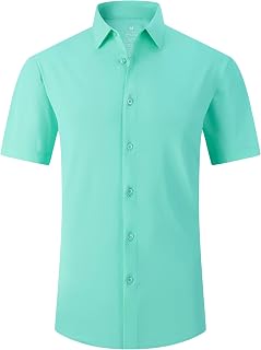 SAMERM Mens Dress Shirt Stretch Wrinkle Free Casual Button Down Shirts