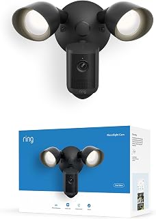 Ring Floodlight Cam, Wired (newest gen), Wide-Angle Retinal 2K Video, 6x Enhanced Zoom, Ultra-Bright Floodlights, 30-day free trial of Ring Subscription Plan, Black