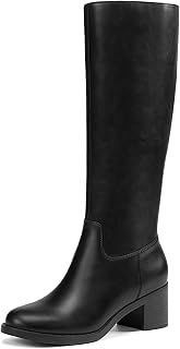 Athlefit Knee High Boots Women Round Toe Fall Boots with Side Zipper