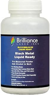Brilliance Laser Inks Black Metal Liquid-Ready Laser Marking Powder, 120ml | Premeasured formula; add denatured alcohol; foam brush included; CO2, Fiber and YAG compatibility