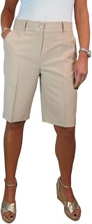 icecoolfashion Ladies Smart Tailored Knee Length Bermuda Shorts Mid Waisted