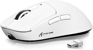 ATTACK SHARK X3 49g Ultra-Lightweight Wireless Gaming Mouse, White | Bluetooth 5.2/2.4G Wireless/Wired, PAW3395 Gaming Sensor, 26K DPI, 200h Battery Life, Programmable Buttons for PC/Mac/Win