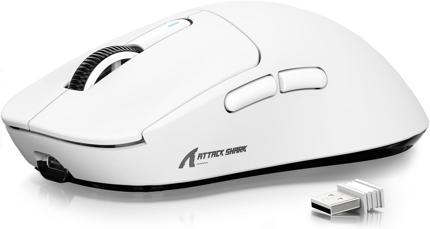 ATTACK SHARK X3 49g Ultra-Lightweight Wireless Gaming Mouse, White | Bluetooth 5