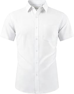 J.VER Camicia da uomo a maniche corte, casual, Oxford, vestibilità regolare, estiva con tasca