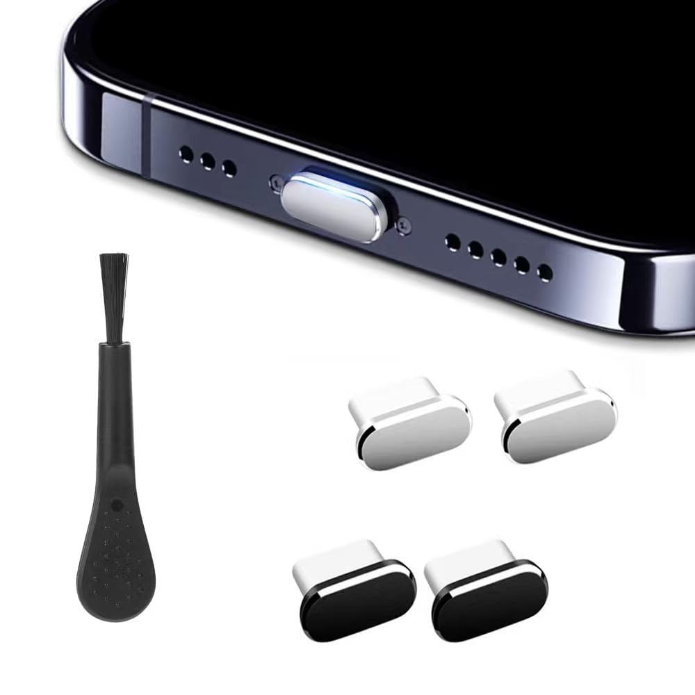 2 x USB C Port Dust Plug with 1 Cleaning Brush, Type C Charging Port Cover, USB-
