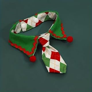 Christmas Dog Tie, Adjustable Scarf, Suitable for Small and Medium Pets, Party and Family Photos (Green, L (35-43cm)