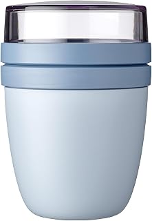 Mepal - Lunchpot Ellipse - Praktischer Joghurtbecher & Müslibecher - Unterteilung für Joghurt & Müsli - Geeignet für Gefrierschrank, Mikrowelle & Spülmaschine - 500 ml + 200 ml - Nordic Blue