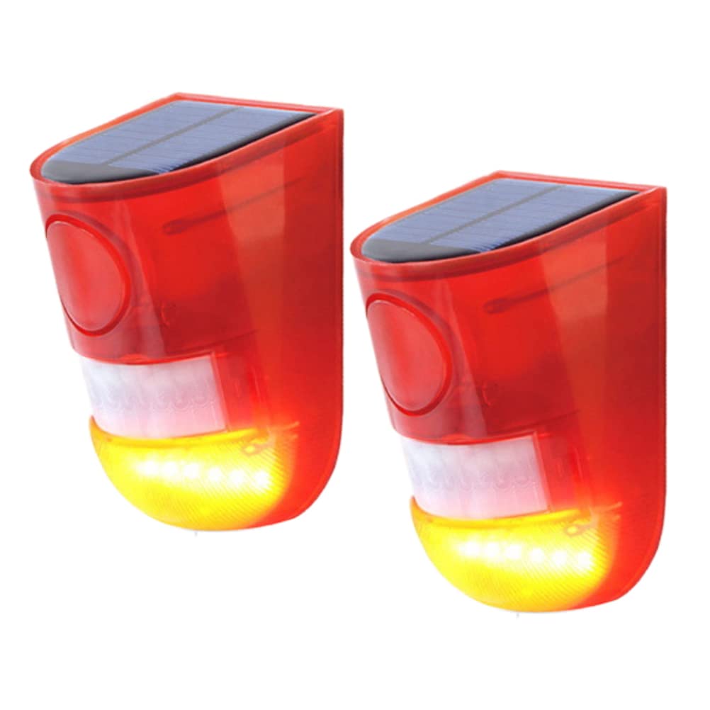 Aolyty Solar Motion Sensor Detector Alarm Lights LED Warning Strobe Flashing Lig