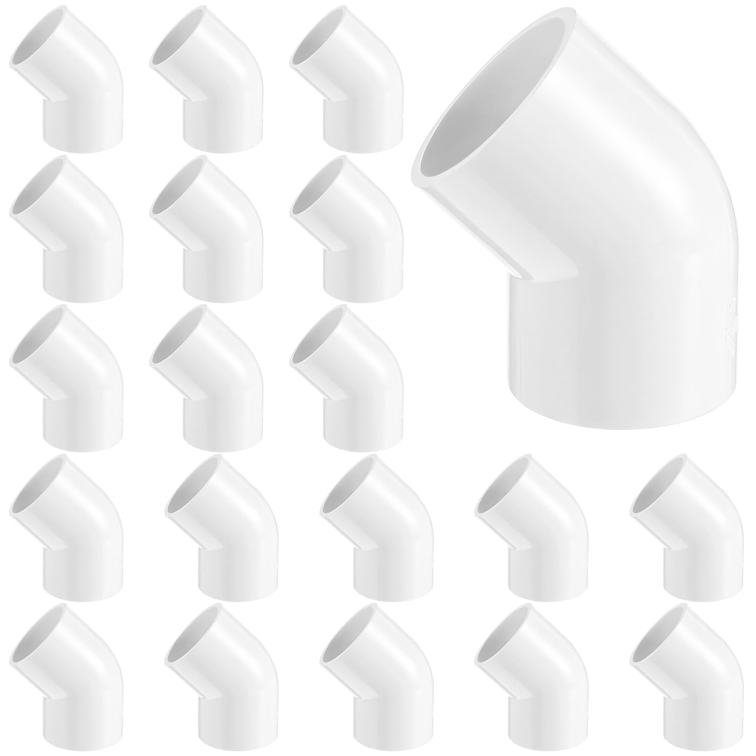 BrightRow 20 Pcs 3/4 Inch 45 Degree Elbow PVC Fittings, 2 Way | Sch40 Furniture 