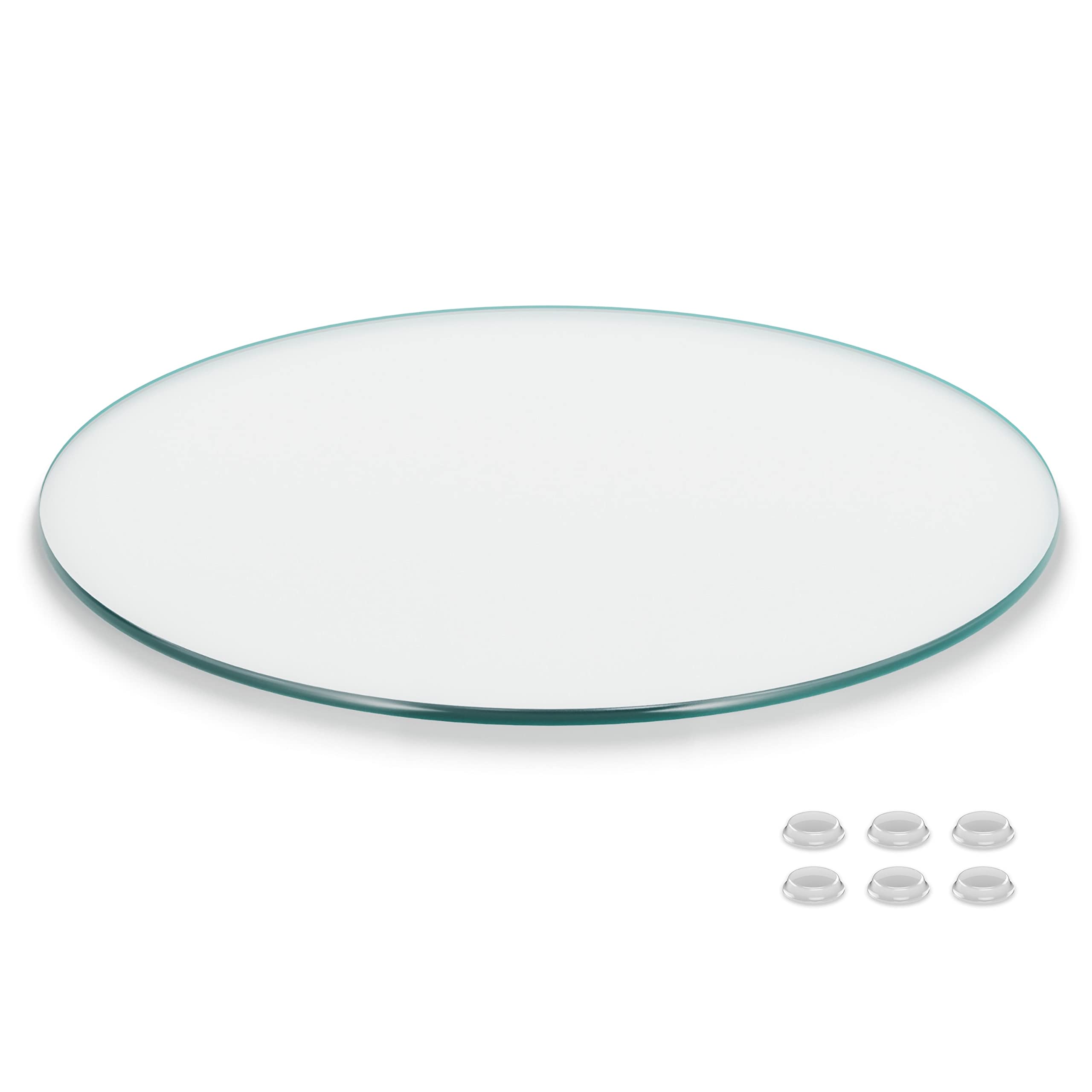 The Better Bevel 24 inch Round Glass Table Top - Clear Tempered Glass Surface Pr