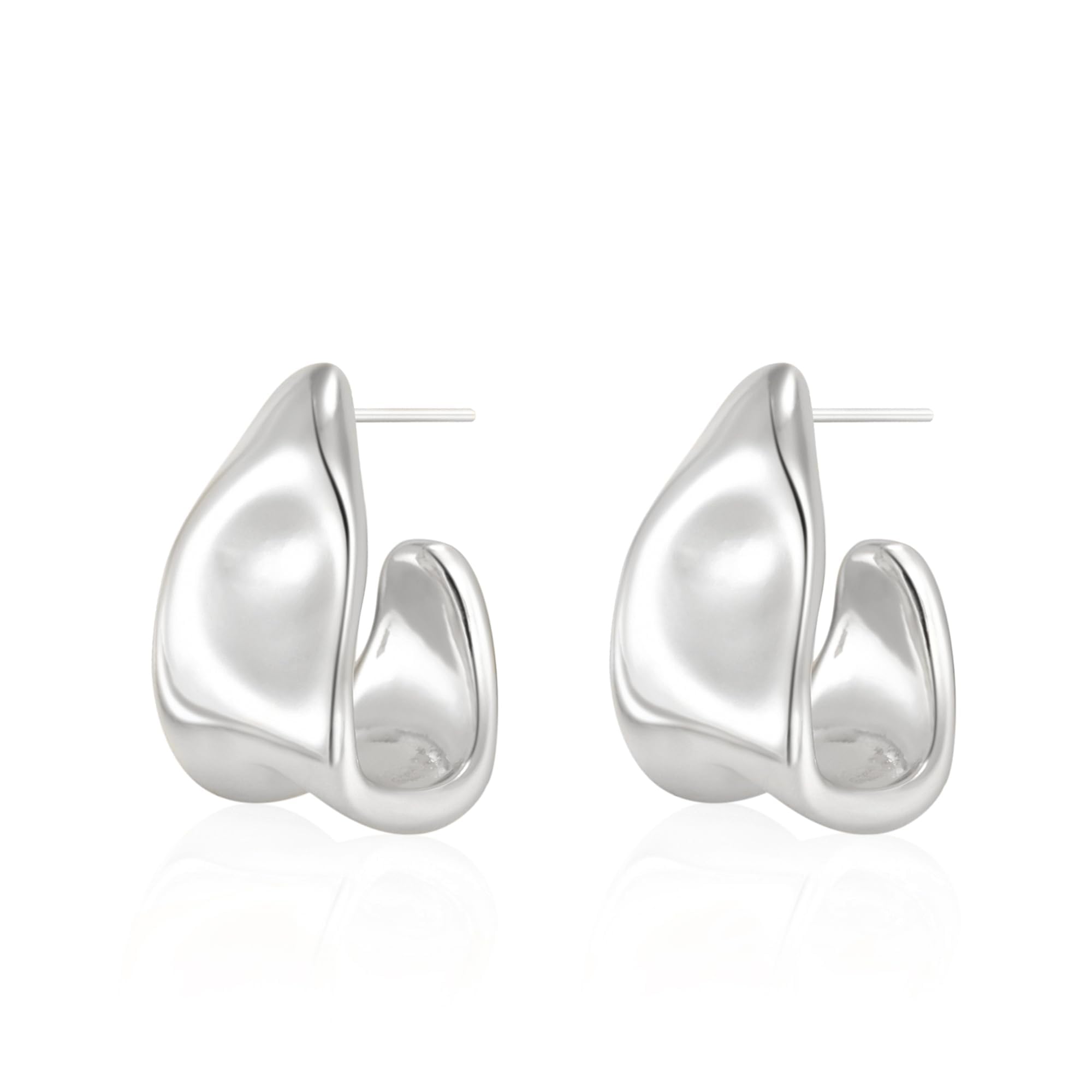 Kyerlyn Chunky Gold Earrings for Women, 14K Gold/Silver Plated Statement Geometr