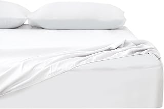 Kumori 100% Cotton Fitted Sheet, No Pilling, Single, Gentle on the Skin, Absorbent, Quick Drying, Durable, Washable, All Seasons, Bed Cover, Bed Sheet, 39.4 x 78.7 inches (100 x 200 cm), White