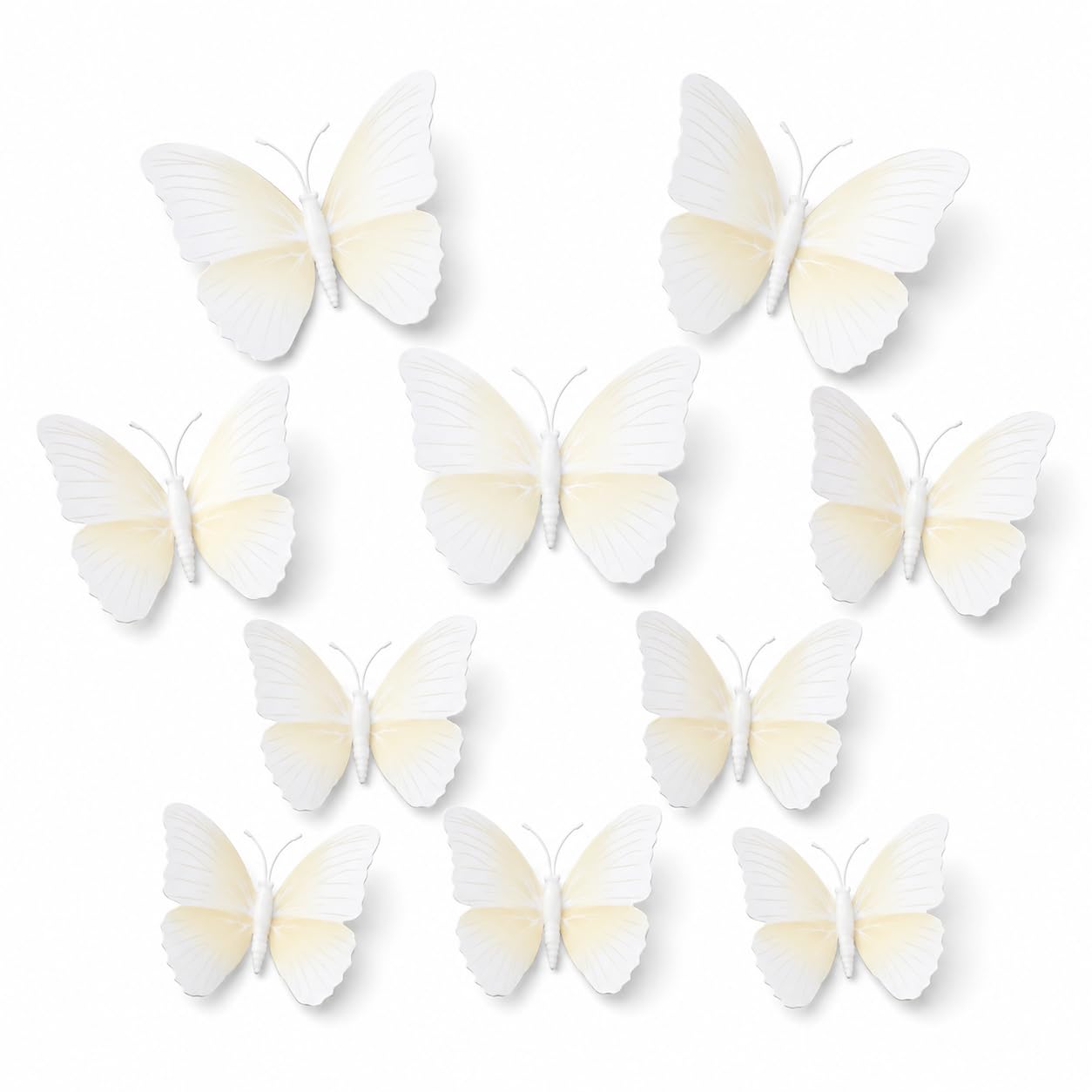 10 Pcs White Butterfly Wall Stickers 3D Butterfly Wall Stickers for Bedroom Livi