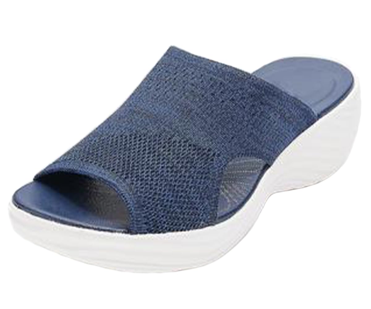 Ulalaza Women's Slippers Flat Open Toe Slides Platform Wedge Sandals Thong Sanda