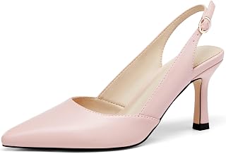 Rilista Women's Slingback Kitten Heels Closed Pointed Toe Backless Wedding Party Dress Pumps Shoes