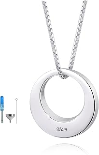 Jinlou Circle of Life Urn Necklace for Ashes - 925 Sterling Silver Always in My Heart Sterling Silver Cremation Urns Pendant Eternity Memorial Necklaces for Women