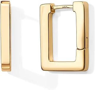 PAVOI 14K Gold Plated Square Hoop Earrings for Women, Geometric Earrings