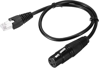 Generic 3 Pin DMX512 XLR Female to RJ45 Male Adapter Cable, 1 x XLR Microphone Extension Cable for Stage Studio Console Lighting Controller Tube Light Wand