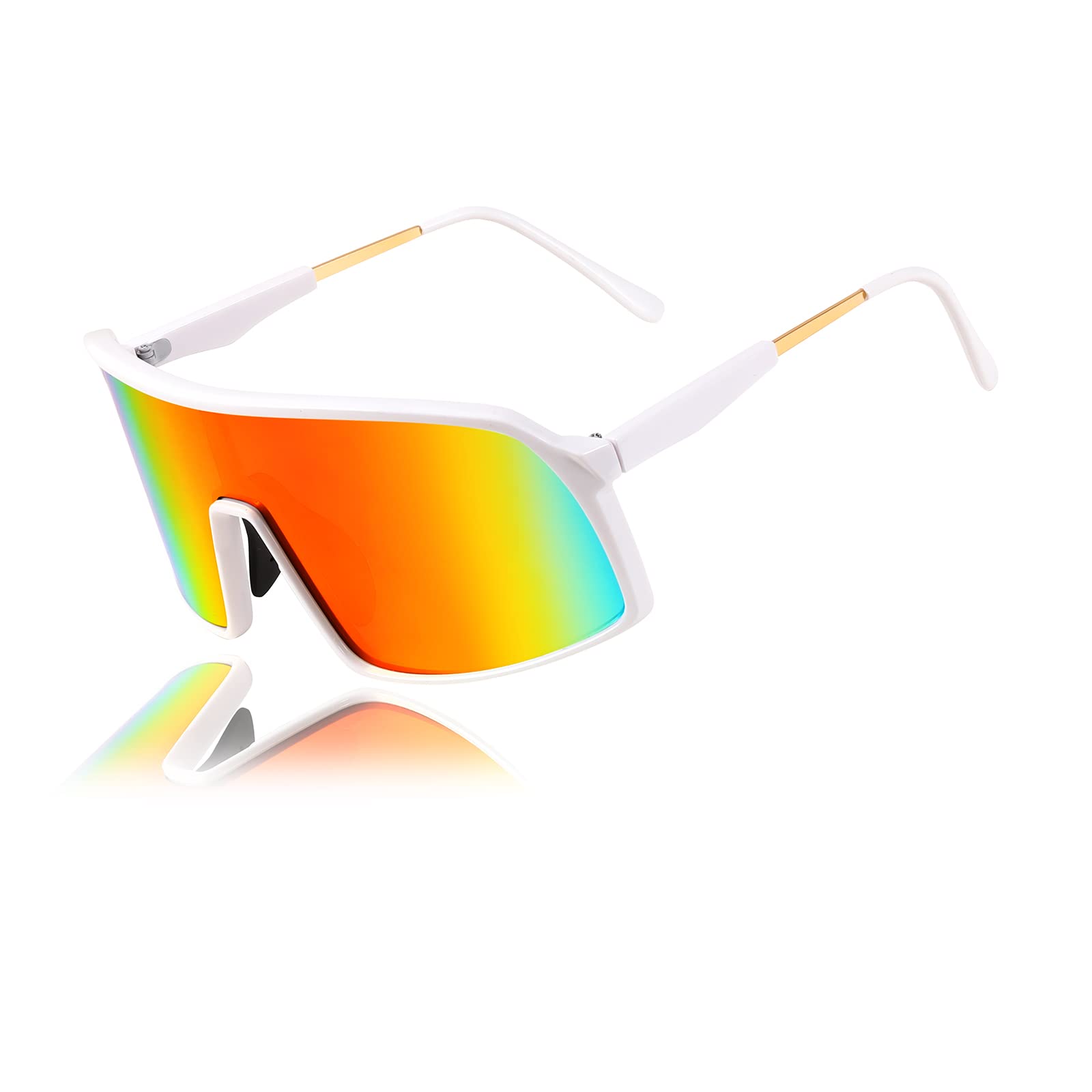 FEISEDY Men Women One Piece Oversized Shield Sports Sunglasses Wraparound Mirror