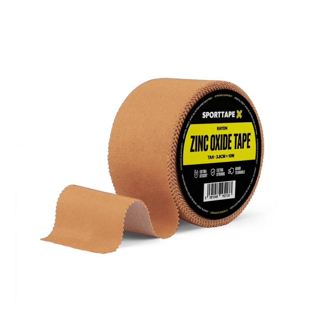 SPORTTAPE Tan Zinc Oxide Tape 3.8cm x 10m - Rigid Rayon Athletic Tape | Rayon At