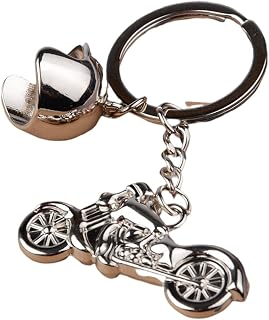Wasserquelle 3D Metal Motor Bike Keyring Model Motorcycle Helmet Keychain Mini Motorcycle Motorbike Helmet Cool Silver Metal Charm Car Key Ring Keychain Gift Boyfriend Gifts